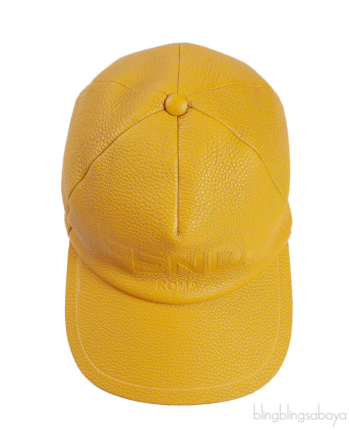 Yellow Logo Leather Baseball Cap