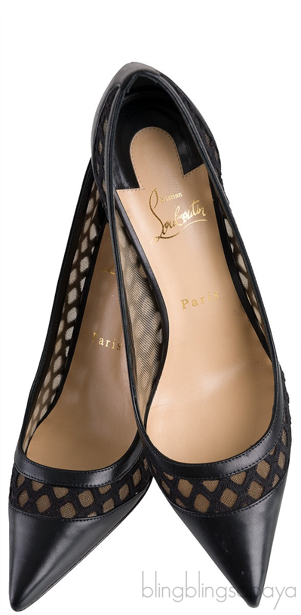 Black Cut-out Mesh Pointed Toe