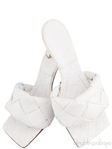 Bottega Veneta White Lido Intrecciato Mules 38
