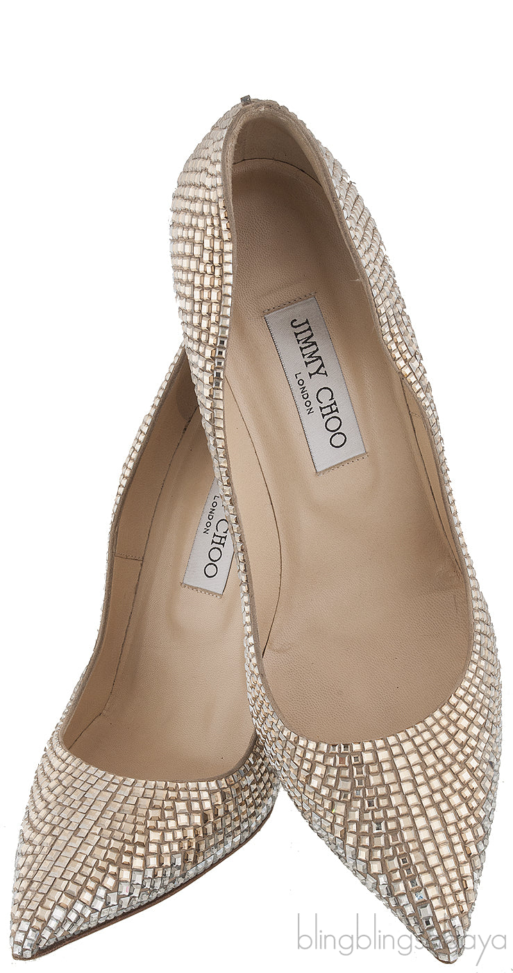 Bi-color Crystal Pointed Toe Heels