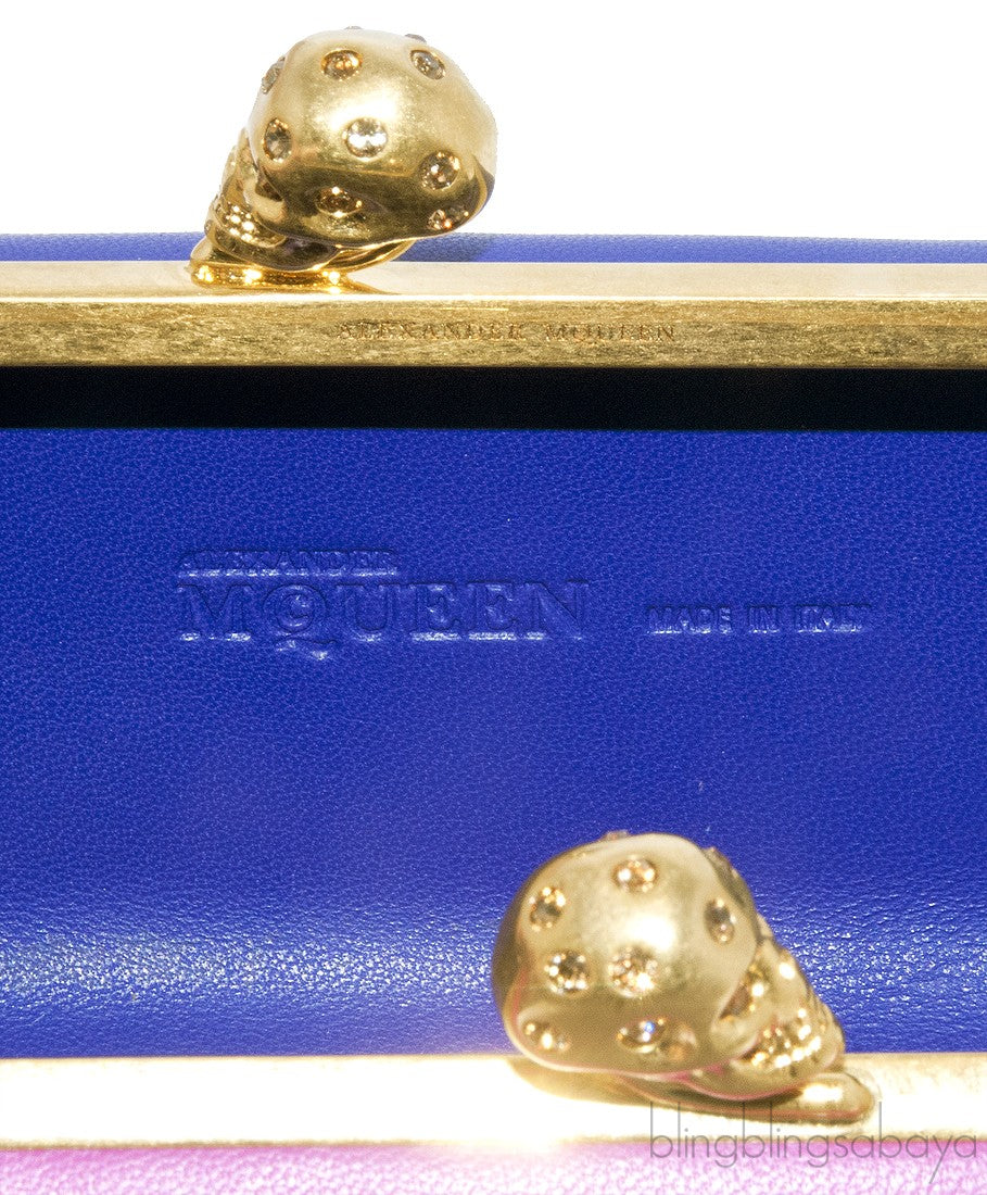 Bicolor Skull Leather Box Clutch*