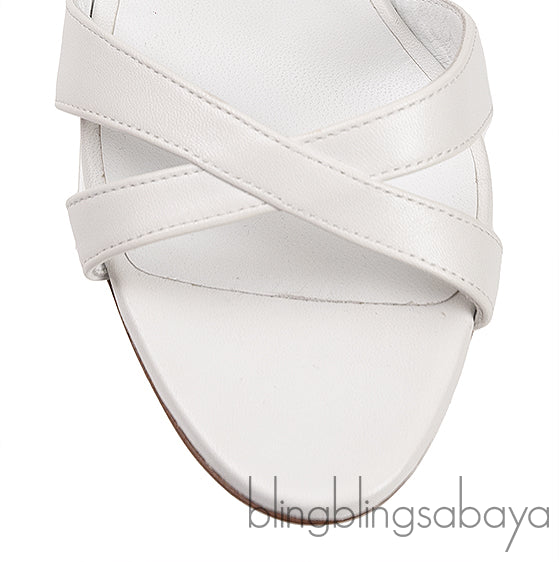 White Callasli 90 Leather Slingback Sandals