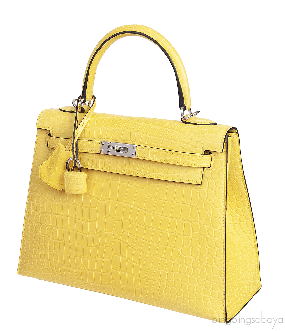 Hermes Kelly 25 Sellier Mimosa Matte Porosus Crocodile PHW