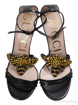 Gucci Black Bee Embellished Crystal Sandals