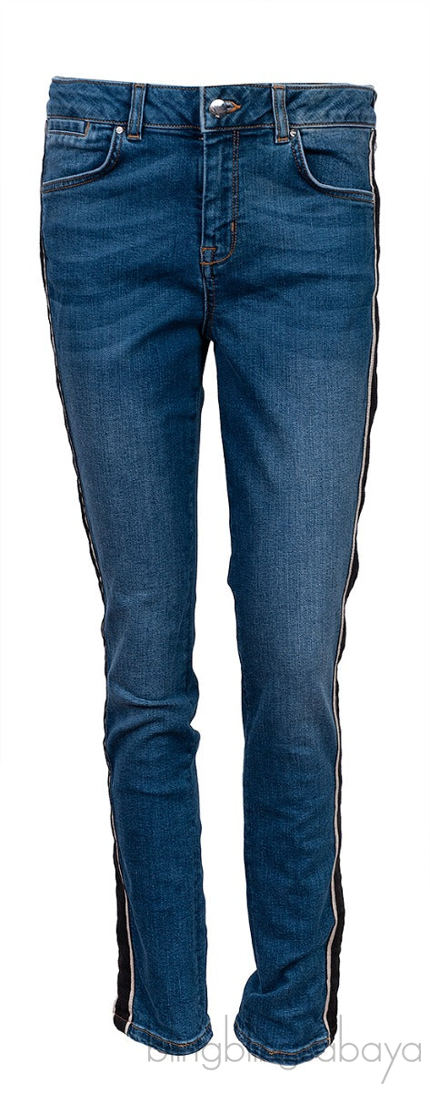 Blue Side Stripe Skinny Jeans
