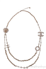 Lion CC Faux Pearl Crystal Necklace