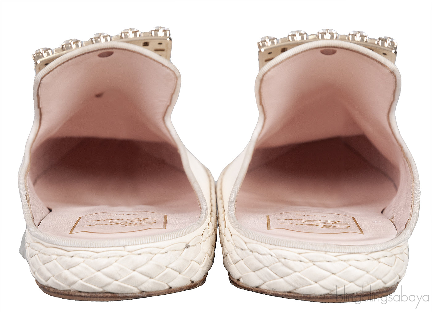 Off-white Crystal Flat Mule