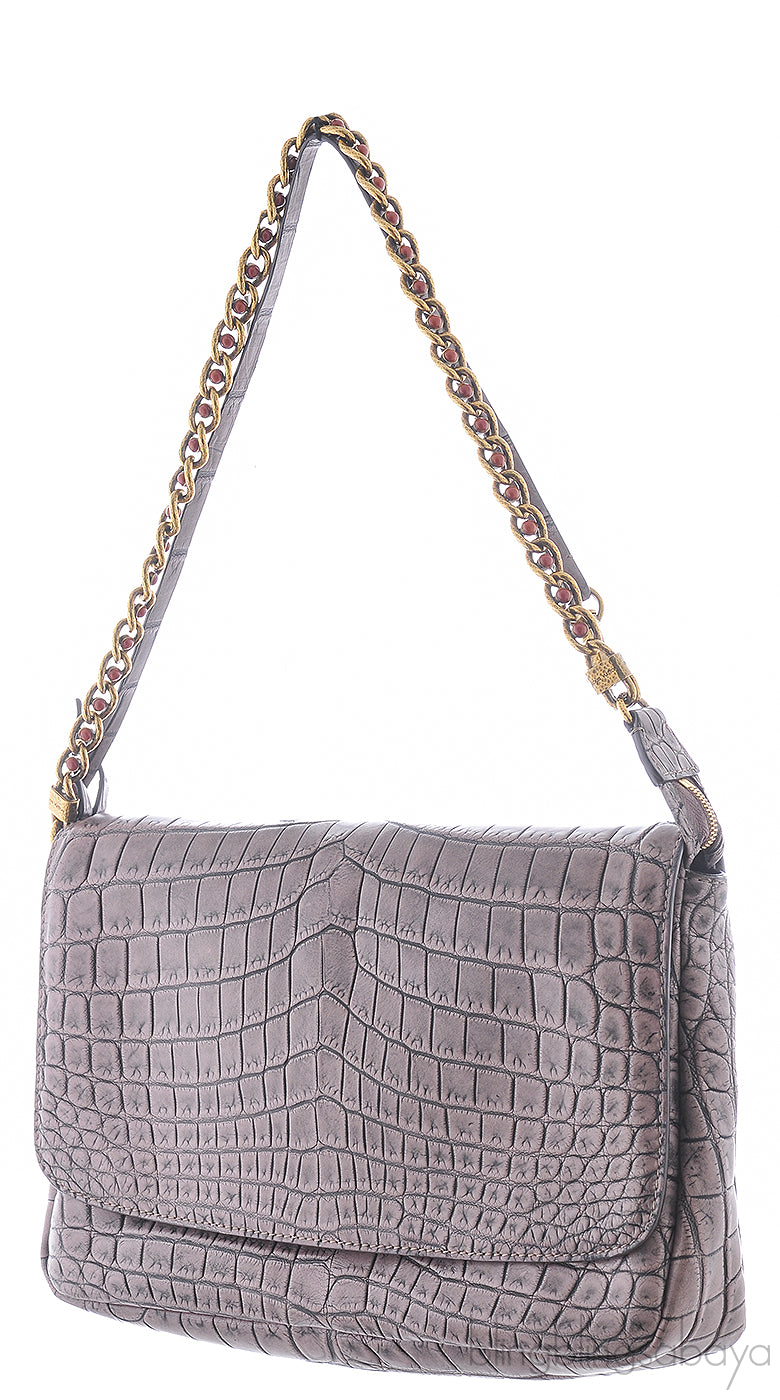 Ecrin Pochette Crocodile Chain Flap