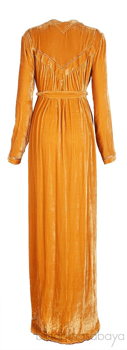 Marigold-Yellow Velvet Dress