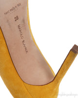 Yellow Suede Pointed Toe Heels