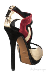Tri-color Peep Toe Platform Heels