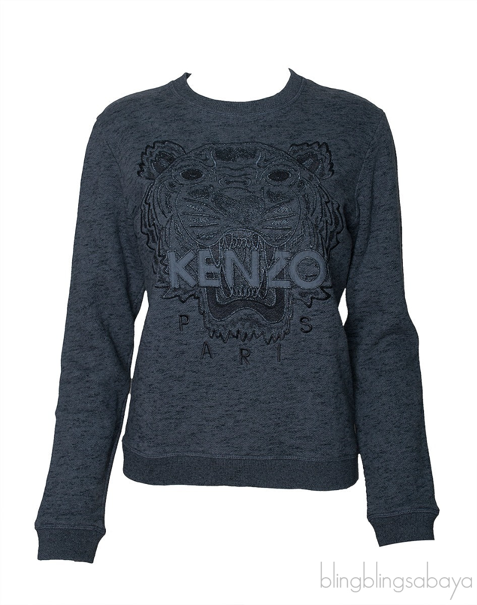 Tiger Embroidered Grey Sweatshirt