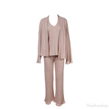 Pink Cashmere Silk Blend Cardigan, Top & Wide Leg Set