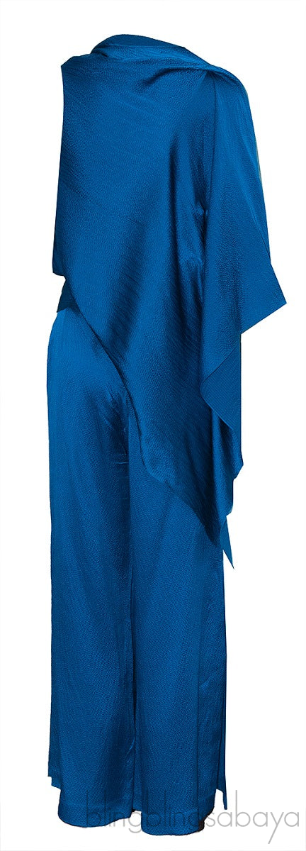 Blue Textured Top & Trouser