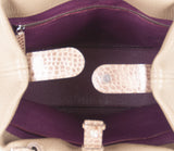 Etoupe Leather Croc Print Handle Bag