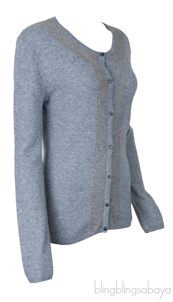 Grey Wool Beaded Cardigan