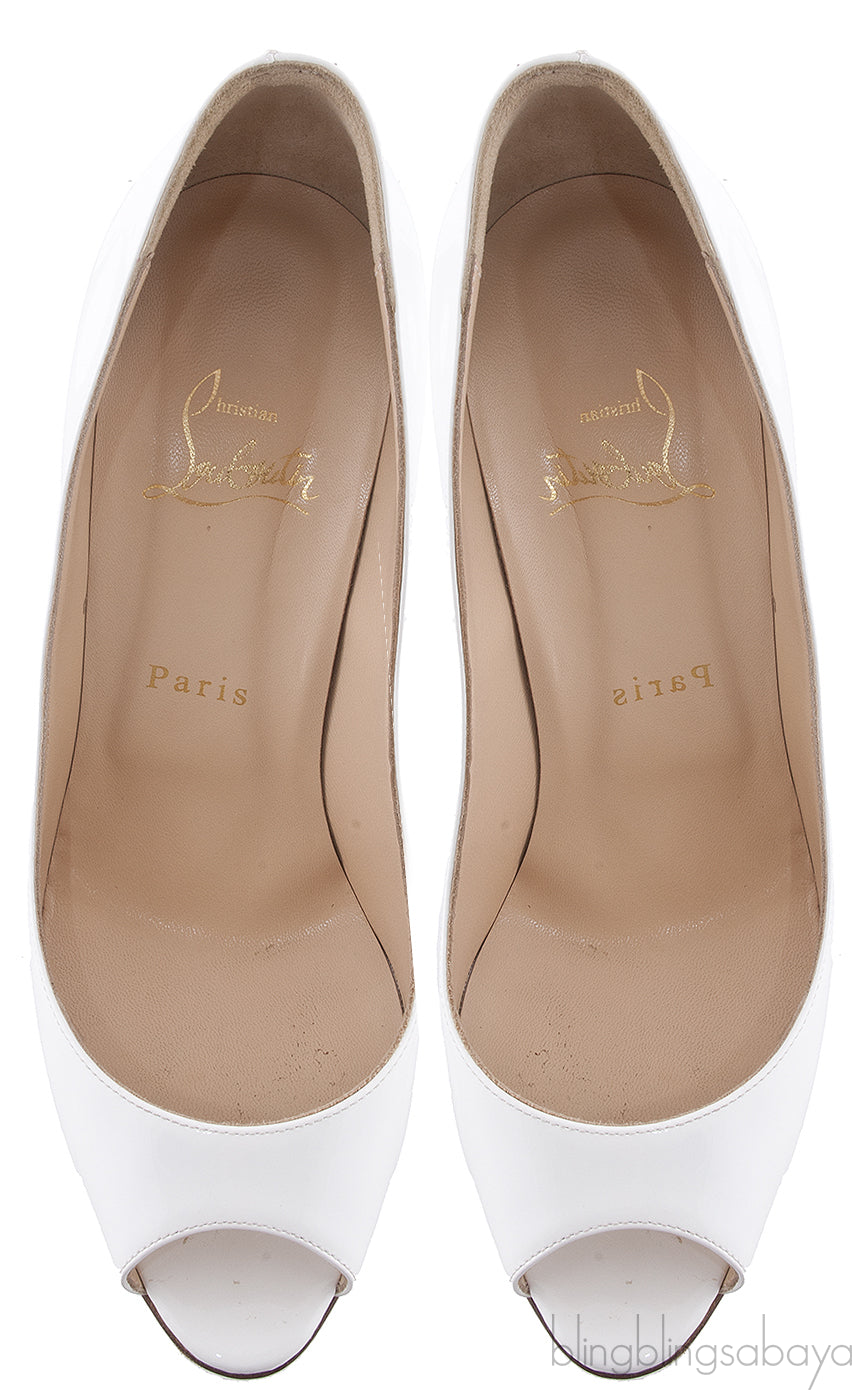 Jolly White Patent Squiggle Heel