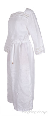 Norlia White Linen Midi Dress