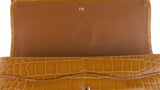 Camel Brown Crocodile Jumbo Flap Bag