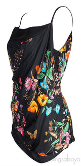 Draped Silk Floral Print Cami