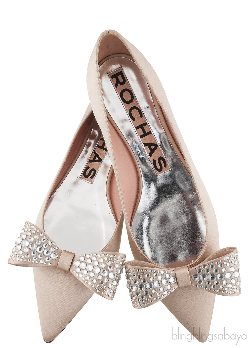 Nude Pointed Toe Bow Flat