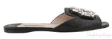 Black Crocodile Print Open Toe Slide