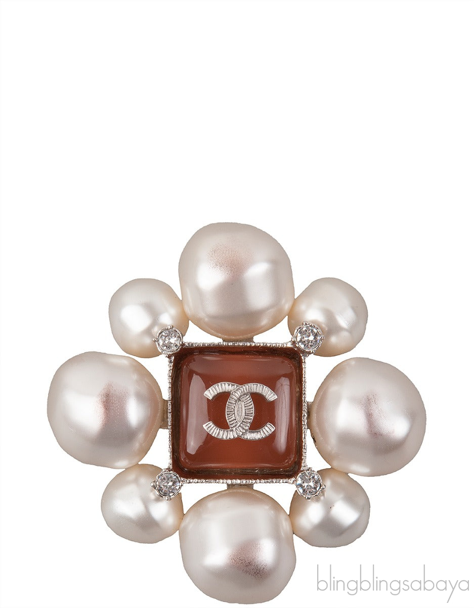 Pearl CC Brooch