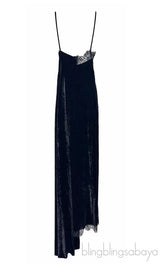 Stella McCartney Black Velvet Lace Sleeveless Maxi Dress