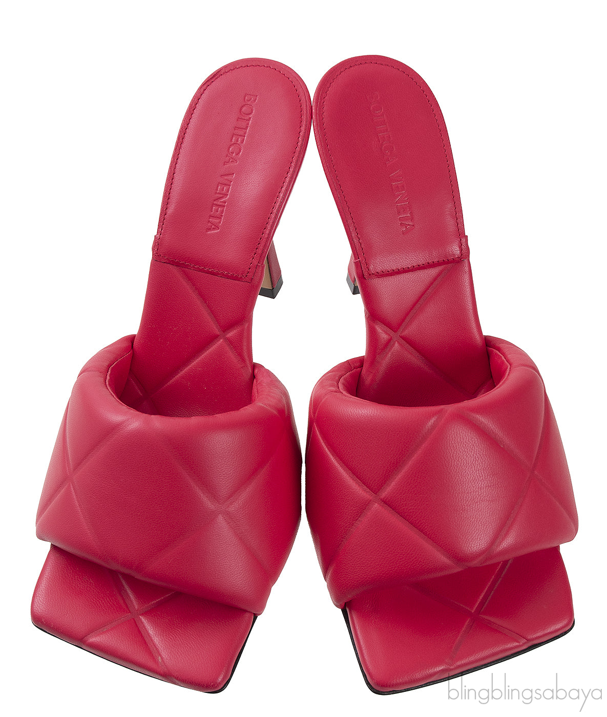 Fuchsia Pink Nappa Quilted Rubber Lido Leather Mules