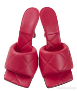 Fuchsia Pink Nappa Quilted Rubber Lido Leather Mules