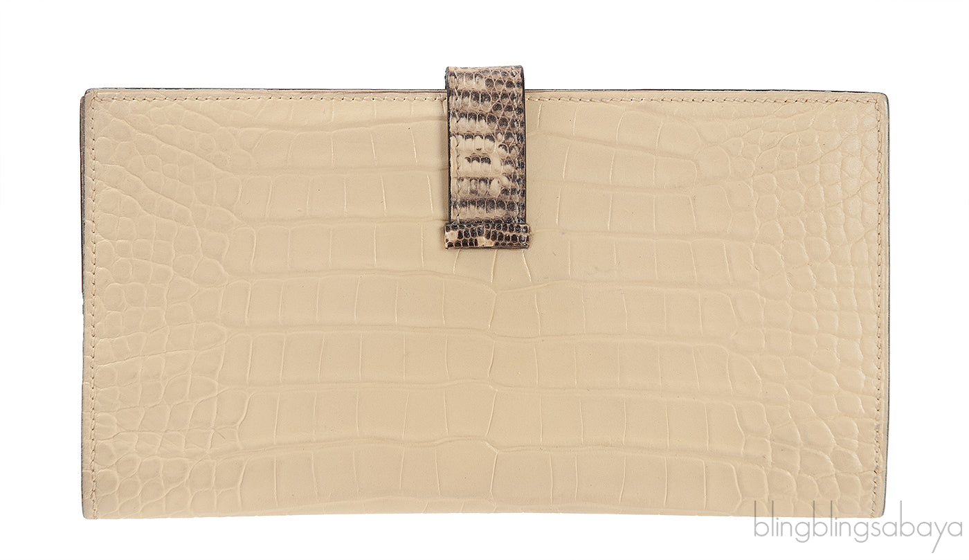 Bi-color Bearn Vanille Crocodile Ombre Lizard Wallet