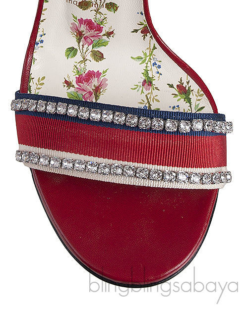 Multicolored Grosgrain Crystal Sandals