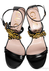 Gucci Black Bee Embellished Crystal Sandals