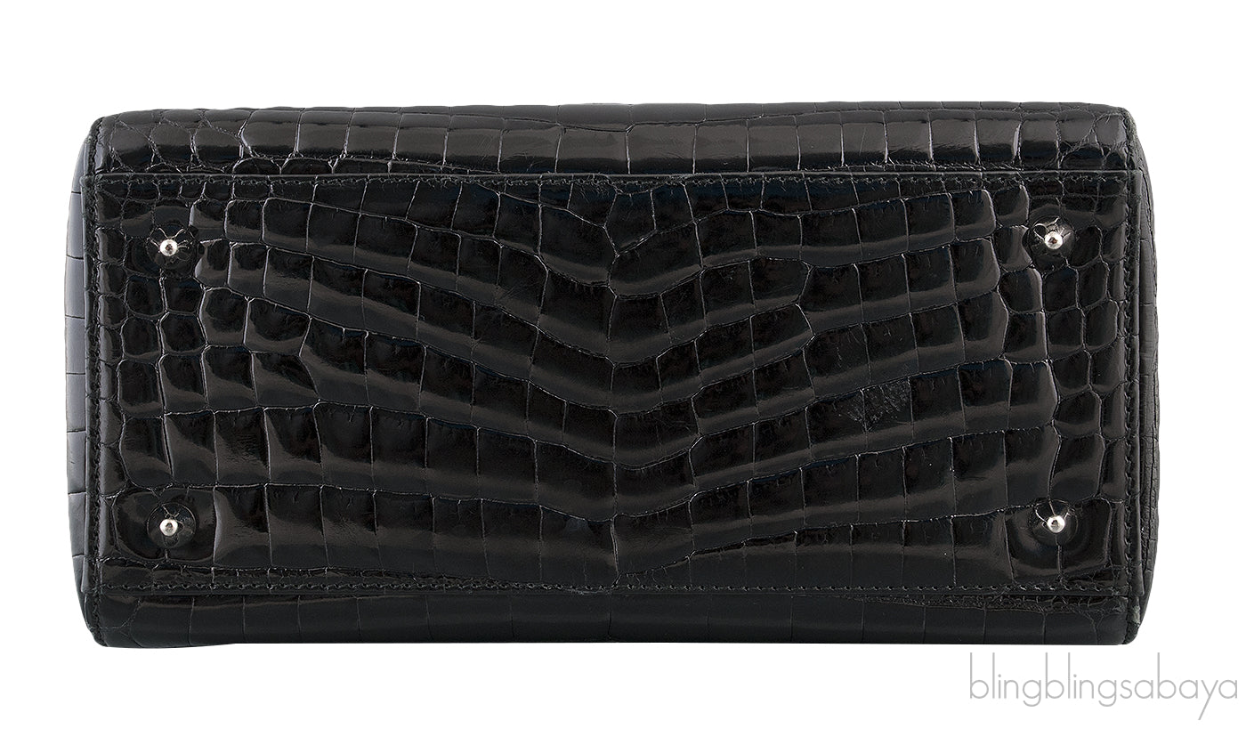 Lady Dior Black Crocodile Medium