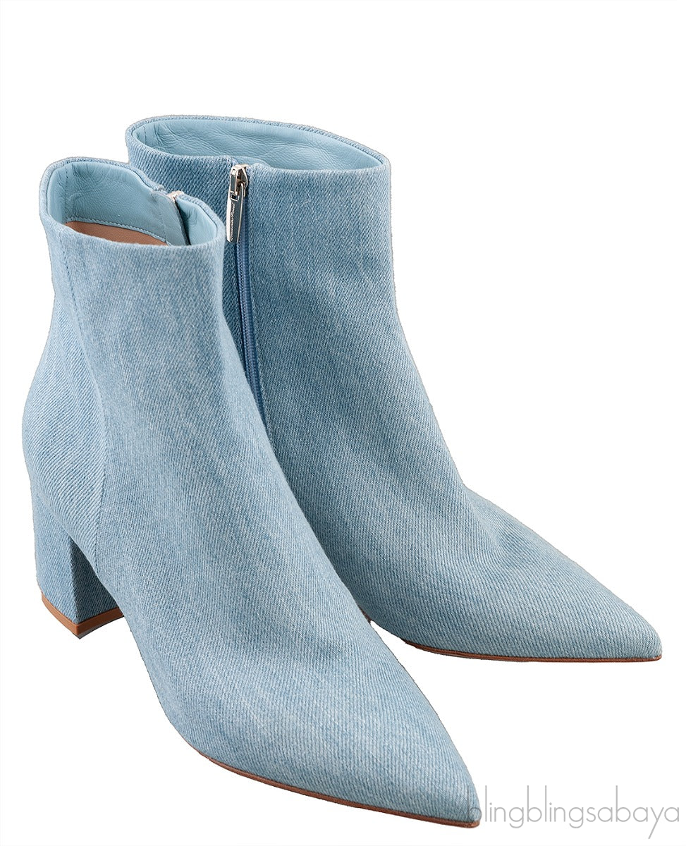 Gianvito Rossi Blue Denim Pointed Toe Boots 39