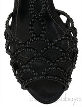 Black Crystal Slingback Sandals