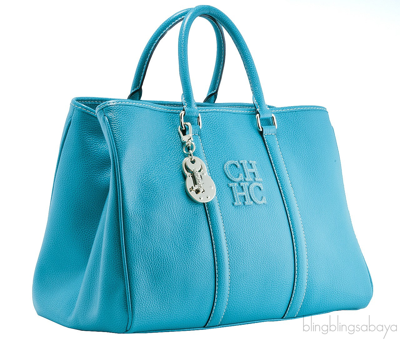 Aqua Marine Leather Tote Bag