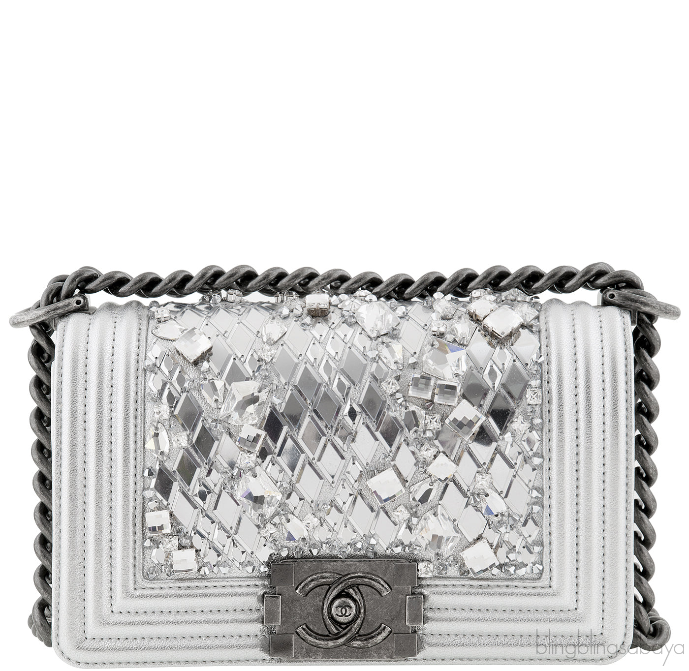 Le Boy Crystal Silver Small Bag