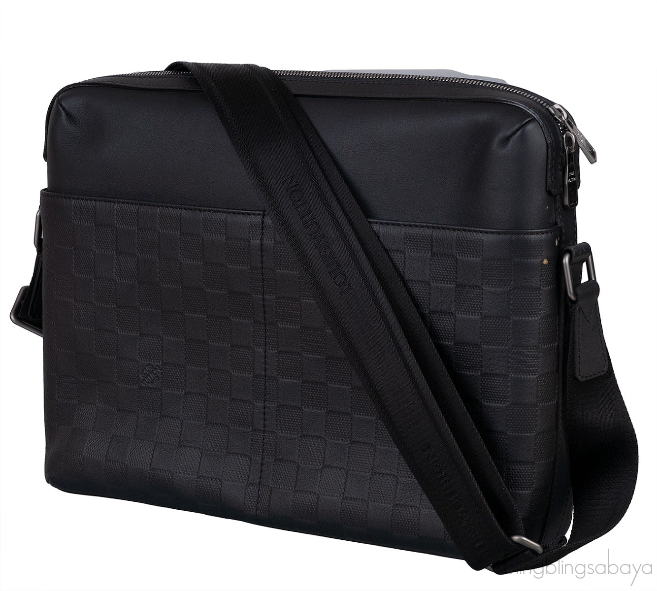 Black Infiniti Leather Calypso Messenger Bag MM