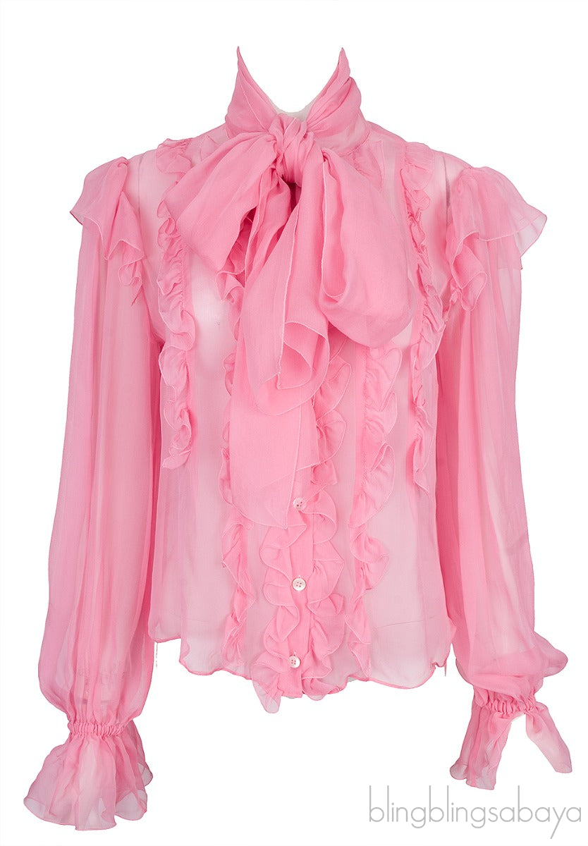Pink Sheer Long Sleeve Shirt