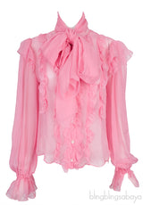 Pink Sheer Long Sleeve Shirt