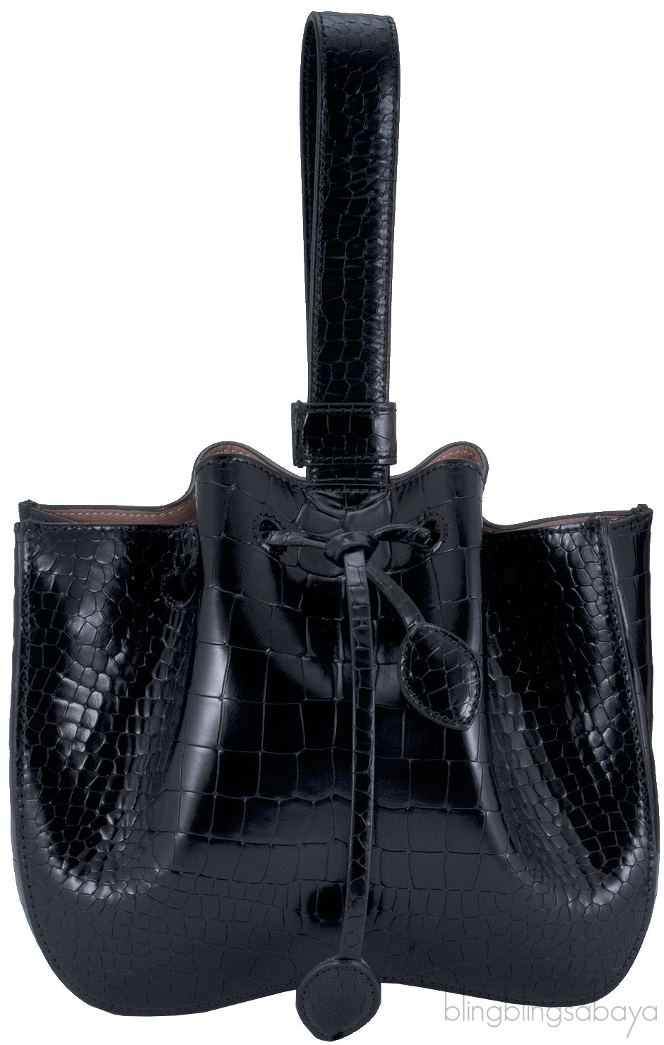 Azzedine Black Faux Croc Mini Bag