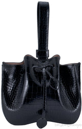 Azzedine Black Faux Croc Mini Bag