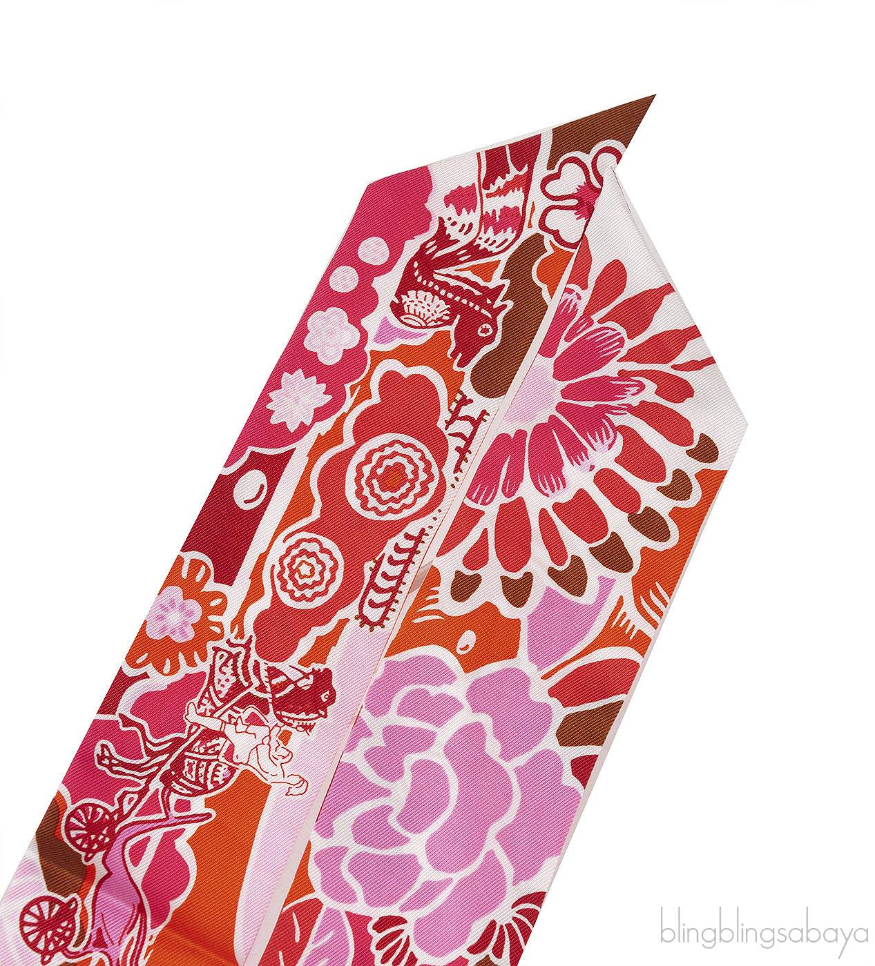 \"Bingata\" Fuchsia Silk Twilly