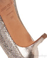 Silver Glittery Peep Toe Pump