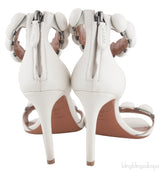 White Leather Bombe Heels
