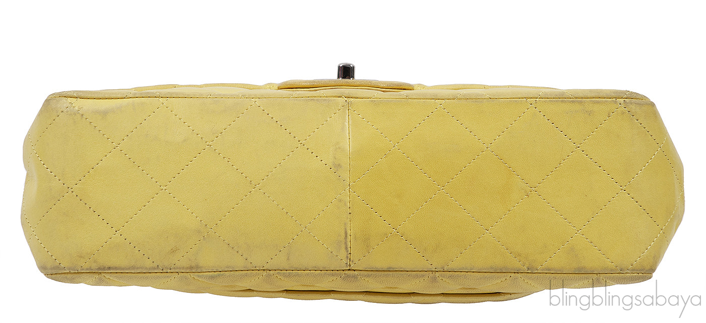 Yellow Quilted Classic Jumbo Flap Bag PHW