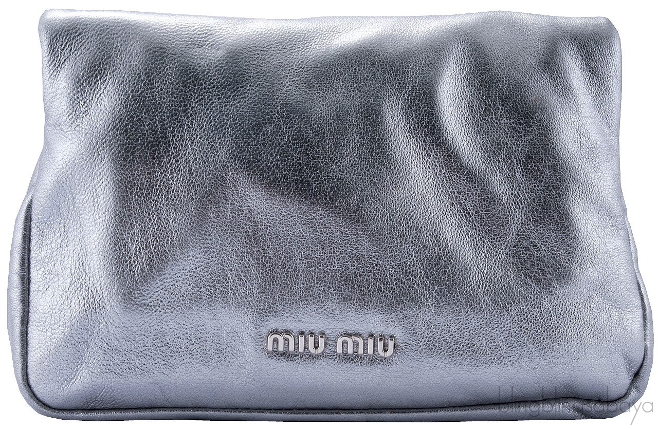 Metallic Silver Crystal Clutch Bag