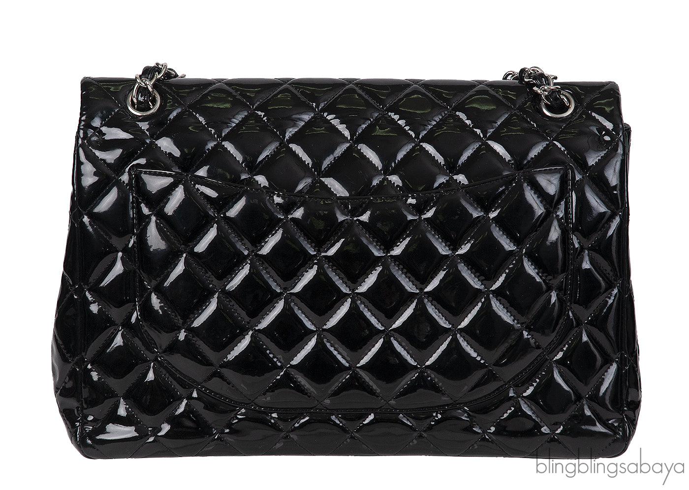 Chanel Black Patent Maxi Double Flap Quilted Bag