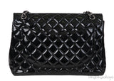 Chanel Black Patent Maxi Double Flap Quilted Bag